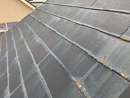 屋根を目視調査したところ、長期にわたる紫外線、温冷差、雨水、酸性ガス、風などの影響によって、退色や苔、クラックなどの劣化現象が見られます。